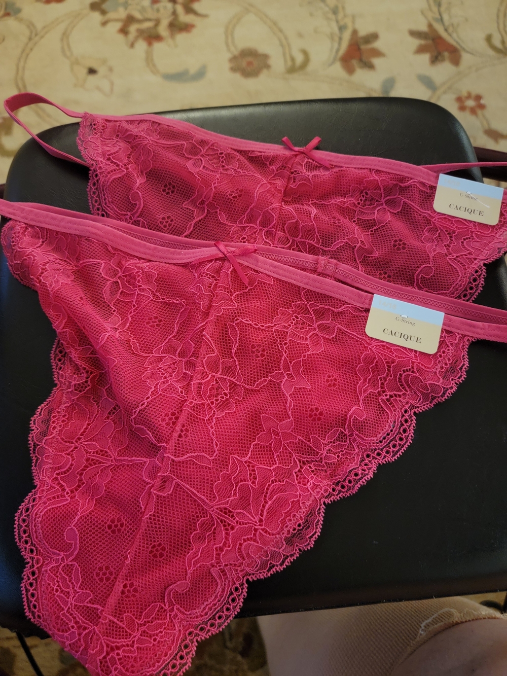 NEW NWT Cacique Vibrant Red Lace G String Bikini 2 Pairs Panty Sz 14/16